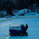 A worker drives a Zamboni ice resurfacer painted with the Trump logo on the Wollman ice skating rink after its closure in Central Park, New York on February 21, 2021.